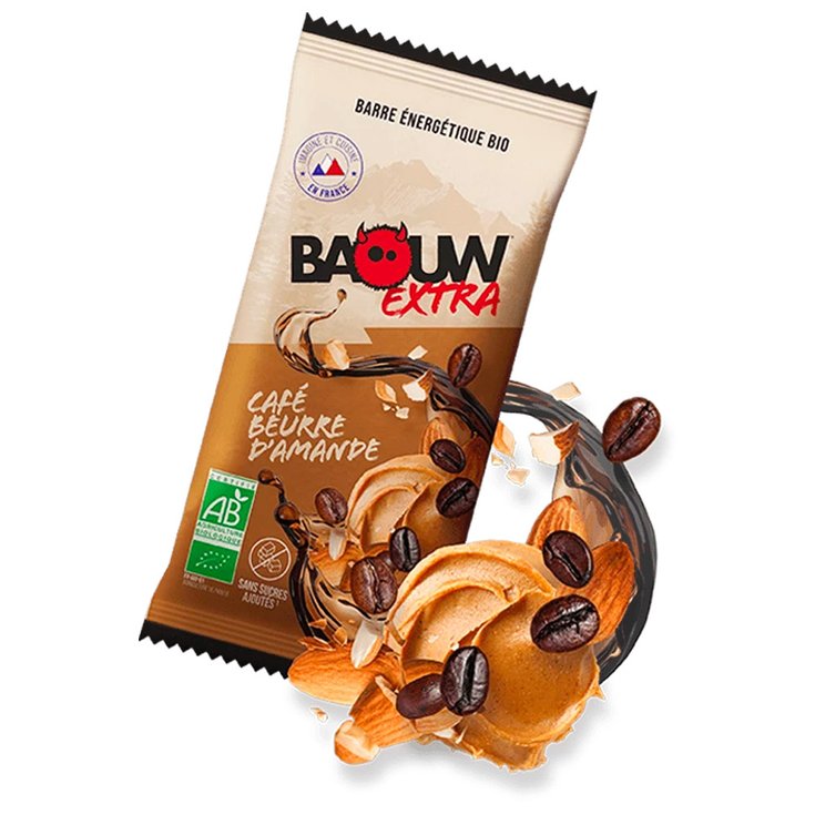 Baouw Energiereep Extra Bio 50 g. Café Beurre D'Amande Voorstelling