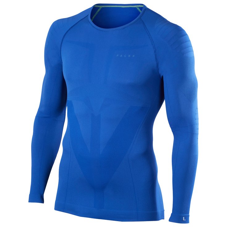 Falke Langlauf Unterwäschen Warm Shirt LS Tight Athletic Blue Présentation