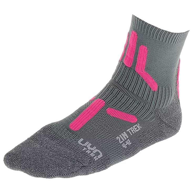 Uyn Chaussettes Trekking 2In Mid Lady Grey Pink Présentation
