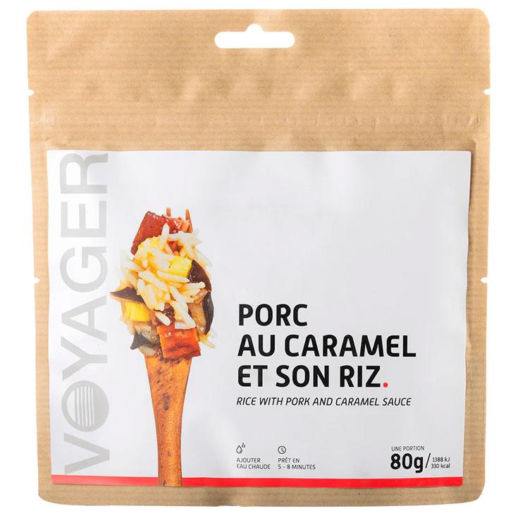 Voyager Gevriesdroogde maaltijd Porc Au Caramel & Son Riz 80 g. Voorstelling