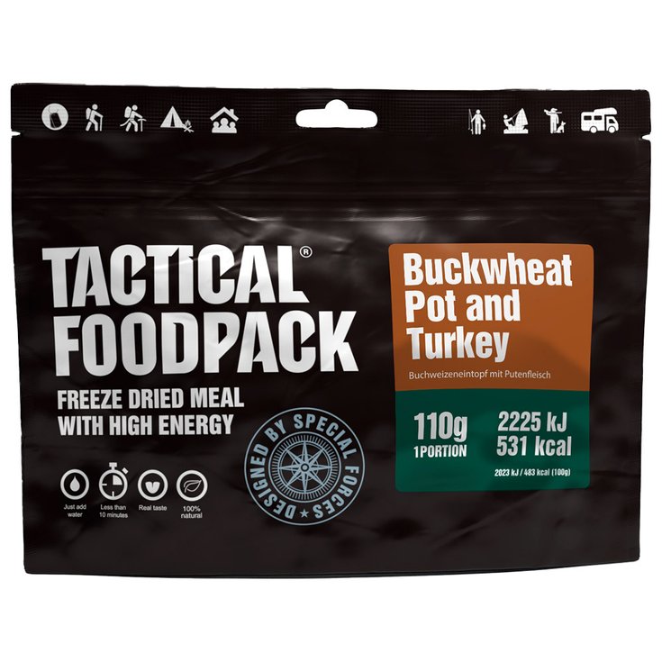 Tactical Foodpack Repas Lyophilisé Pot de Sarrasin et Dinde 110g Présentation