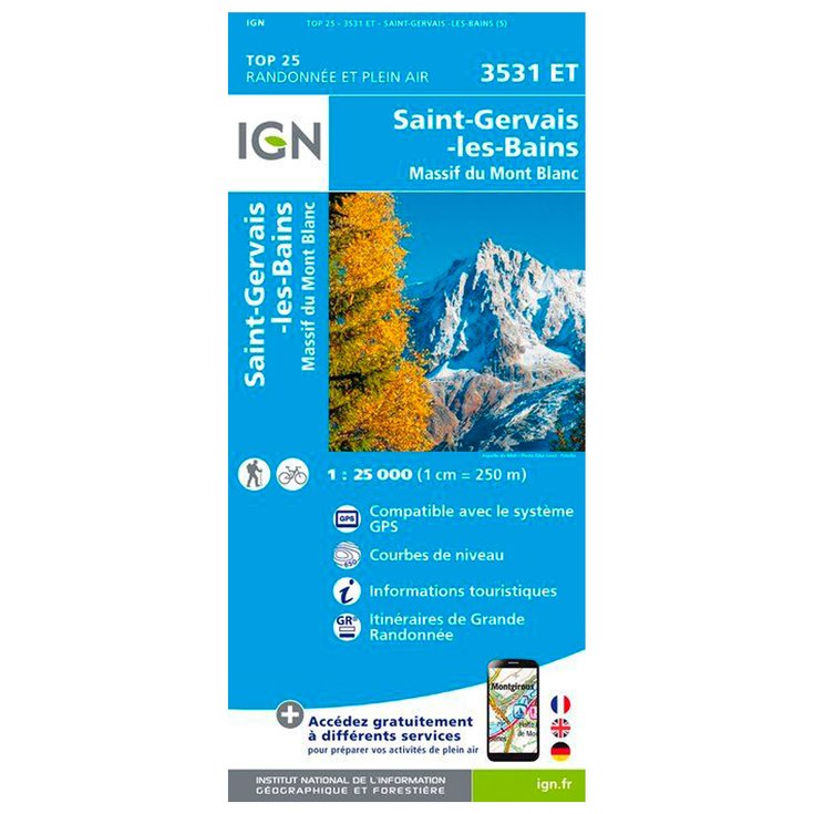 IGN Carte 3531ET Saint-Gervais-les-Bains, Massif Du Mont Blanc Presentazione