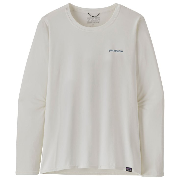 Patagonia Wandel T-shirt W's L/S Capilene Cool Daily Graphic Shirt Water Boardshort Logo Light Plume Grey White Voorstelling