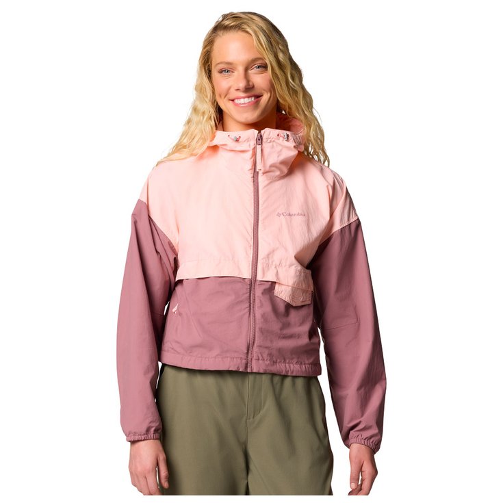 Columbia Wandeljas Spire Valley Cropped Windbreak Pink Sand Fig Voorstelling