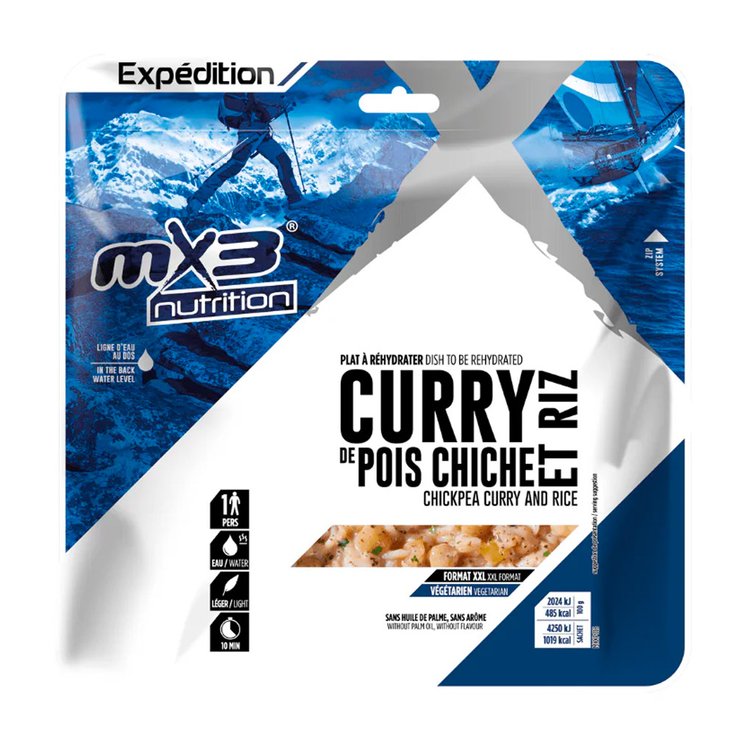 MX3 Gevriesdroogde maaltijd Curry De Pois Chiche & Riz 210 g. Voorstelling