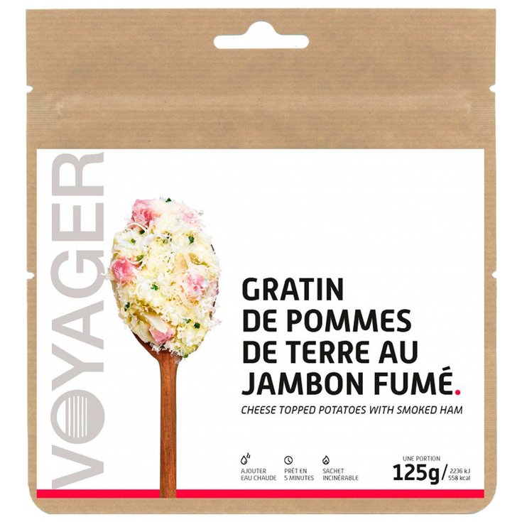 Voyager Gefriergetrocknetes Essen Gratin De Pommes De Terre Au J Ambon Fumé Präsentation