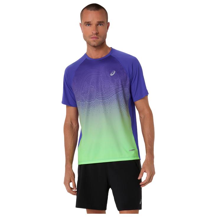 Asics Road Fade Short Sleeve Cobalt Burst Illuminate Green 