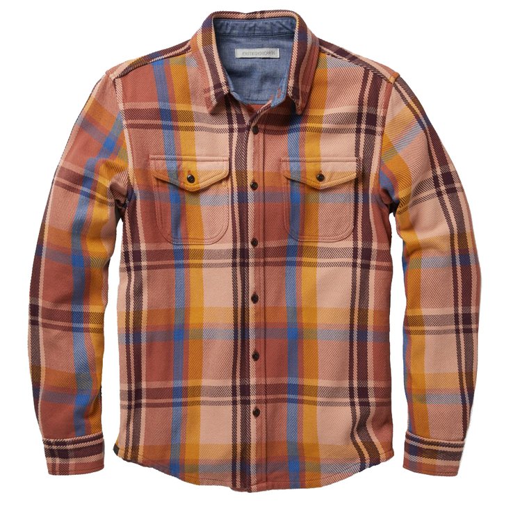 Outerknown Chemise Blanket Shirt Coral Max Plaid Présentation