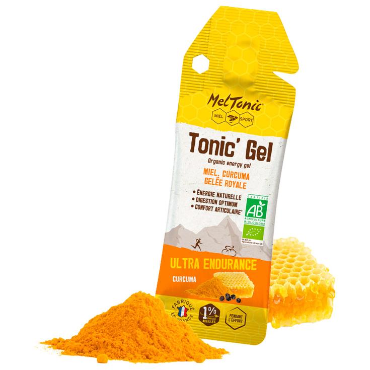 Meltonic Energiegel Gel énergétique Ultra Endurance bio Miel Curcuma Gelée Royale Voorstelling