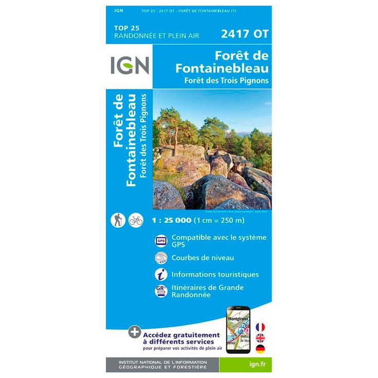 IGN Carte 2417OT Forêt de Fontainebleau, Forêt des Trois Pignons Presentazione