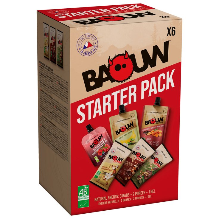 Baouw Energy bar Starter Pack Bio 3 Barres 25g + 2 Compotes 90g + 1 Gel 85g Overview