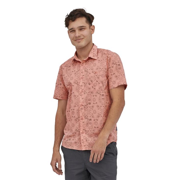 Patagonia Hemd Go To Shirt Hemp Stripe Read Locals Sunfade Pink Profilansicht