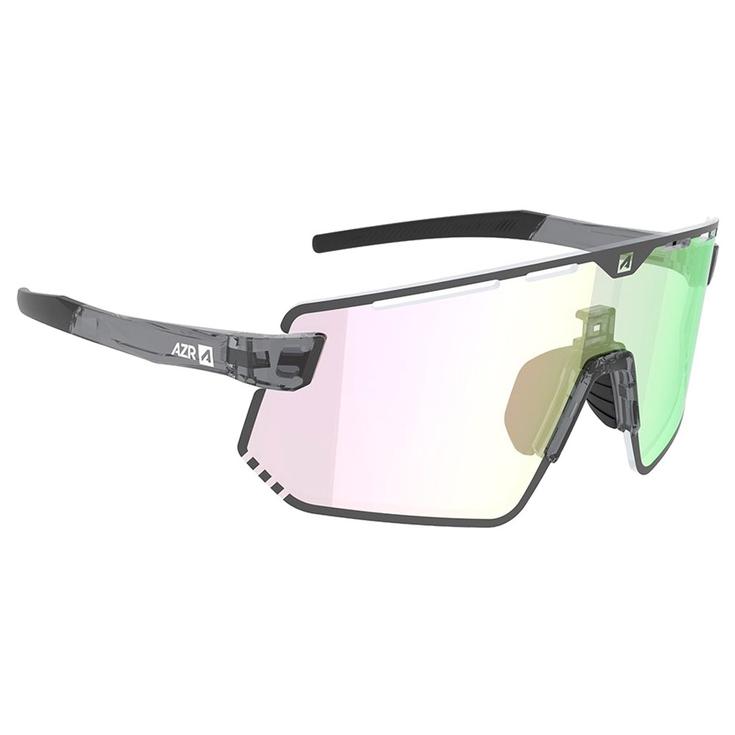 AZR Lunettes de soleil Flash Rx Noire Vernie Multicouche Irisé Vert Présentation