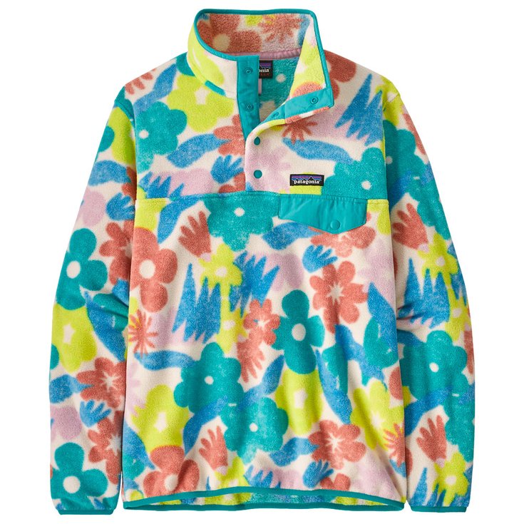Patagonia Maglione Women’s Lightweight Synchilla Snap-T Channeling Spring Natural Presentazione