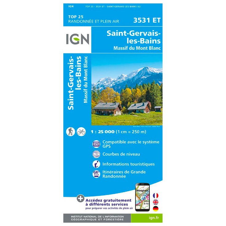 IGN Karte 3531ET Saint-Gervais-les-Bains, Massif Du Mont Blanc Präsentation