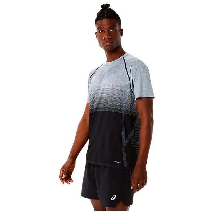 Asics Tee-shirt de trail Seamless Ss Top Black Carrier Grey Présentation