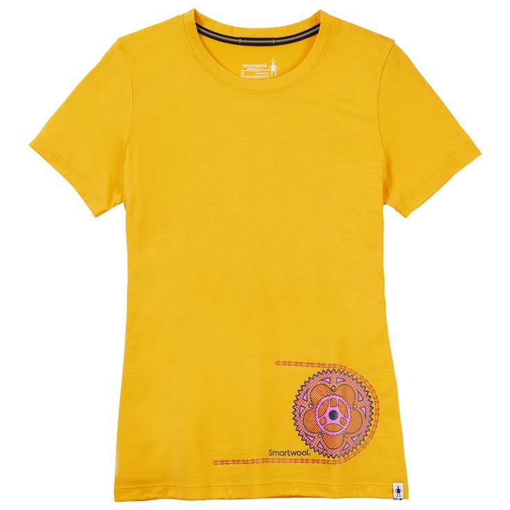 Smartwool Tee-shirt de rando W's Merino Sport 150 Crankseet S/S Graphic Mango Sorbet Voorstelling
