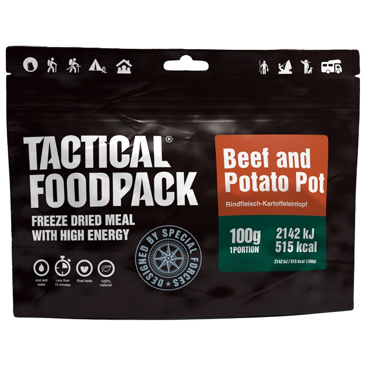 Tactical Foodpack Comida liofilizada Bœuf et Pommes de terre 100g Presentación