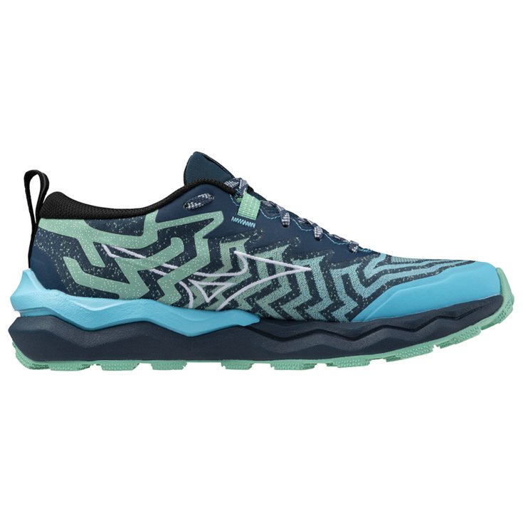 Mizuno Trailrunning-Schuhe Wave Daichi 8 W Flax Black Blue Wingteal Präsentation