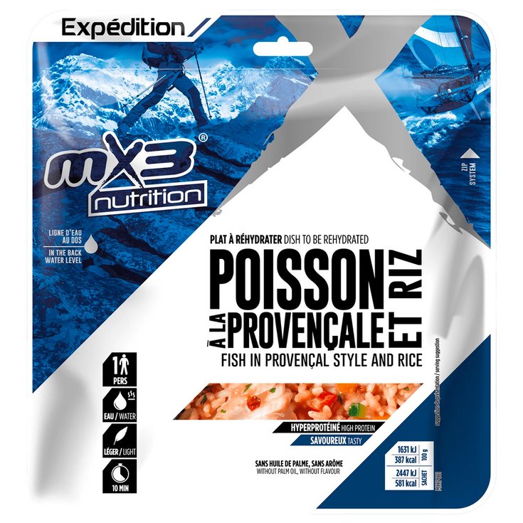 MX3 Gevriesdroogde maaltijd Poisson À La Provençale & Riz Voorstelling