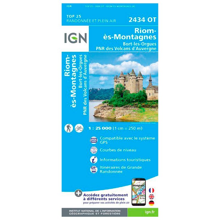 IGN Map 2434OT Riom-ès-Montagnes, Bort-les-Orgues, PNR des Volcans d'Auvergne Overview