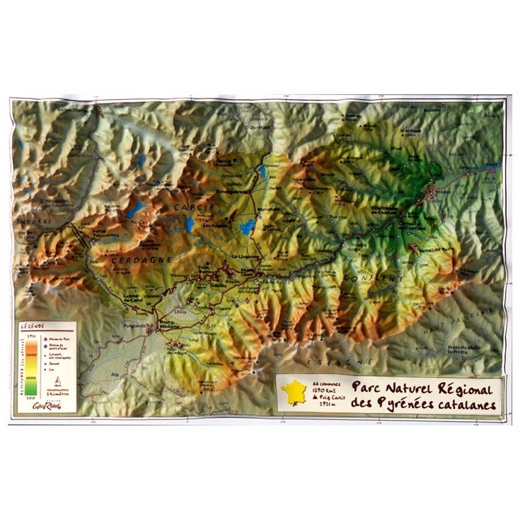 Geo Relief Kaart 3D Les Pyrénées Catalanes Voorstelling