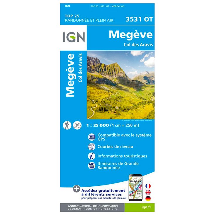 IGN 3531OT Megève, Col des Aravis 