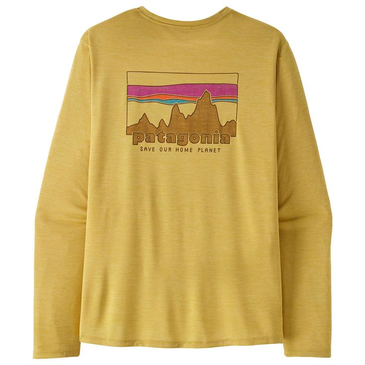 Patagonia Trail T-Shirt Long Sleeve Cap Cool Daily Light Limestone Yellow X Dye Präsentation