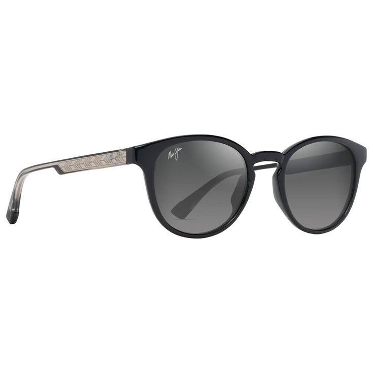 Maui Jim Sonnenbrille Hiehie Noir Brillant Gris Clair Transparent Neutral Grey Minéral Superthin Präsentation