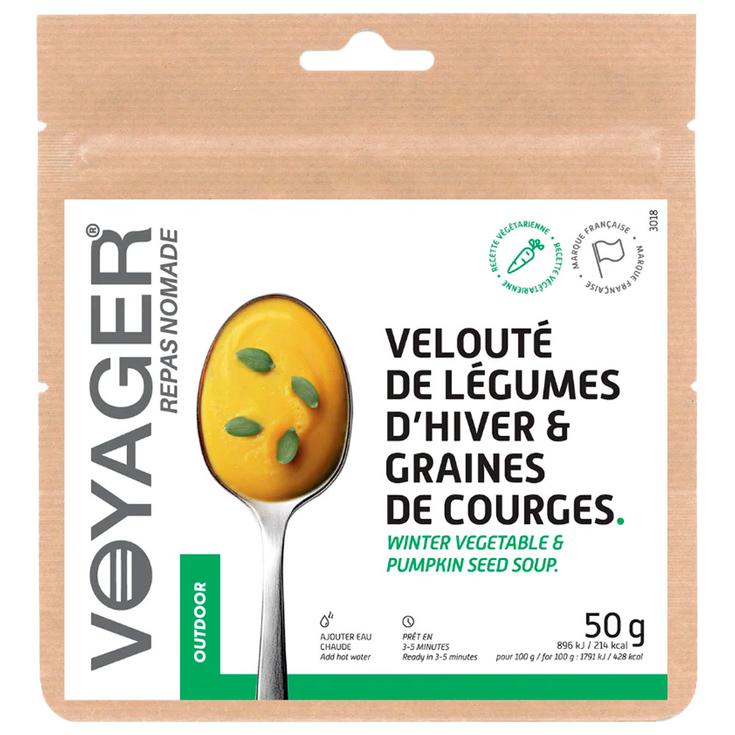 Voyager Cibo liofilizzato Velouté De Légumes D'Hiver Et Graines De Courges 50 g. Presentazione