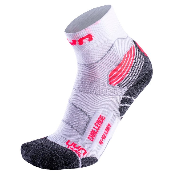 Uyn Chaussettes Run Trail Challenge Lady White Coral Fluo Présentation