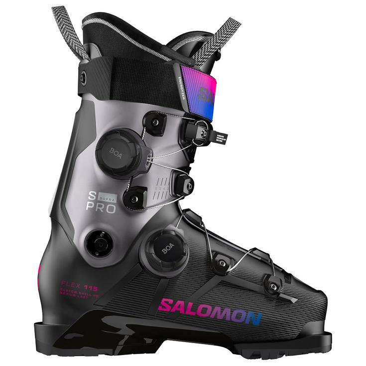 Salomon Botas de esquí S/Pro Supra Dual Boa 115 W Black Hematite Metal Beetroot Purple Presentación