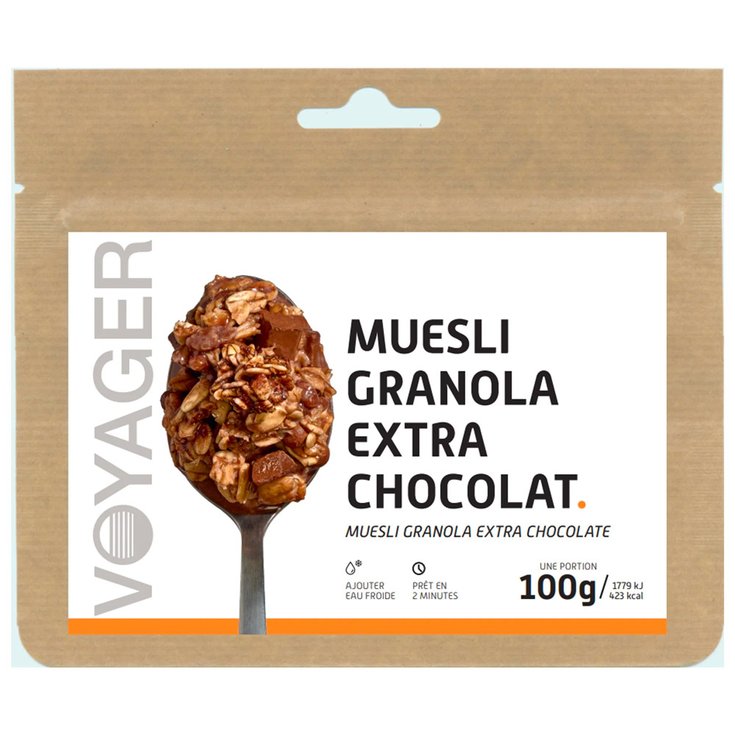 Voyager Comida liofilizada Muesli Granola Extra Chocolat Presentación