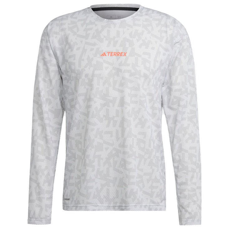 Adidas Tee-shirt de trail Agravic Longsleeve Trail GFX White Grey Two Presentación