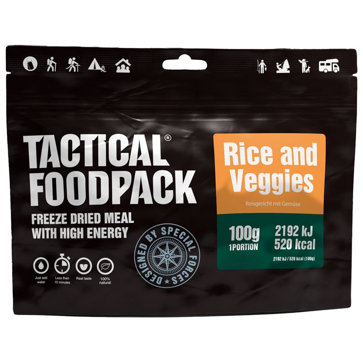 Tactical Foodpack Comida liofilizada Riz et Légumes 100g Presentación