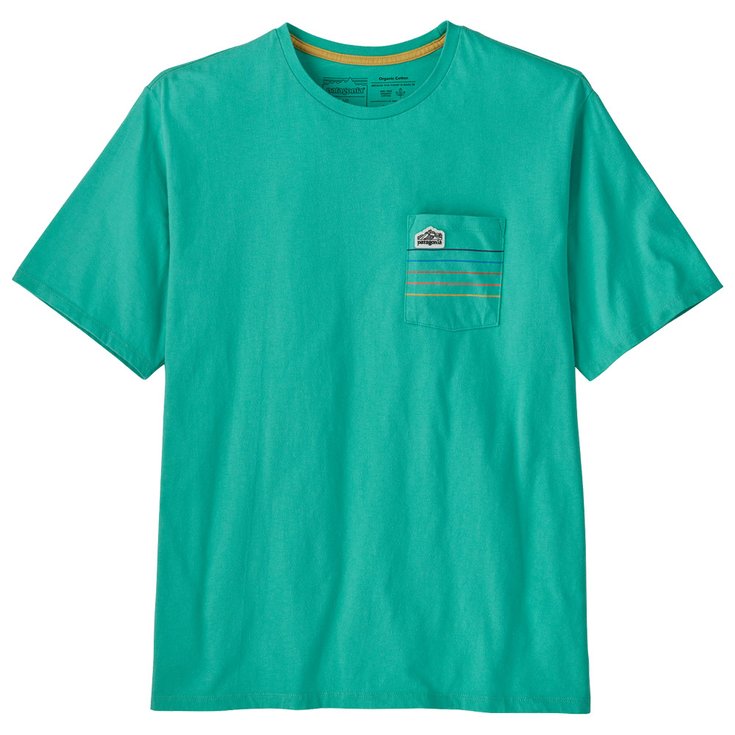 Patagonia M Line Logo Ridge Stripe Organic Pocket Fresh Teal 