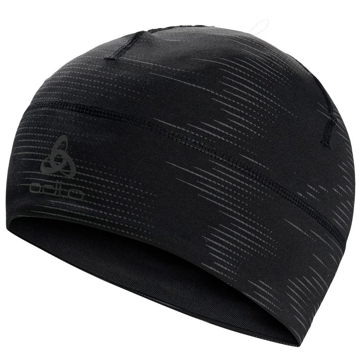 Odlo Bonnet Nordique Hat Polyknit Warm Eco Print Black Reflective Présentation