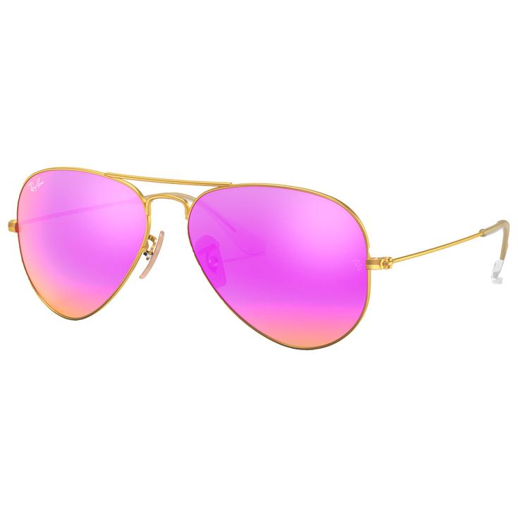 Ray Ban Occhiali da sole RB3025 Aviator Mat Gold Cyclamen Flash Polarized Presentazione