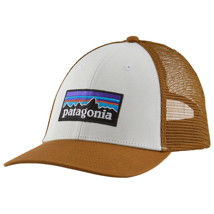 Patagonia Cap P-6 Logo Lopro Trucker Hat White W/bear Brown Präsentation