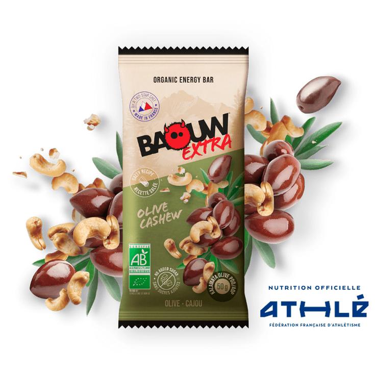 Baouw Energiereep Extra Bio 50 g Olive Cajou Voorstelling