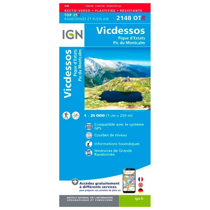 IGN 2148OTR Vicdessos, Pique d'Estats, Pic du Montcalm 