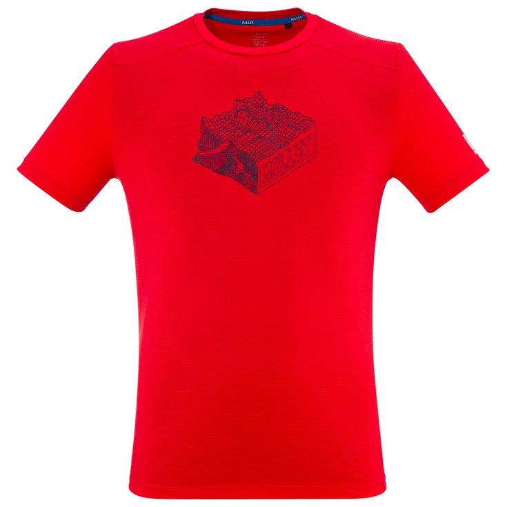 Millet Tee-shirt de rando Kamet Map Tee Shirt Short Sleeve M Red Présentation