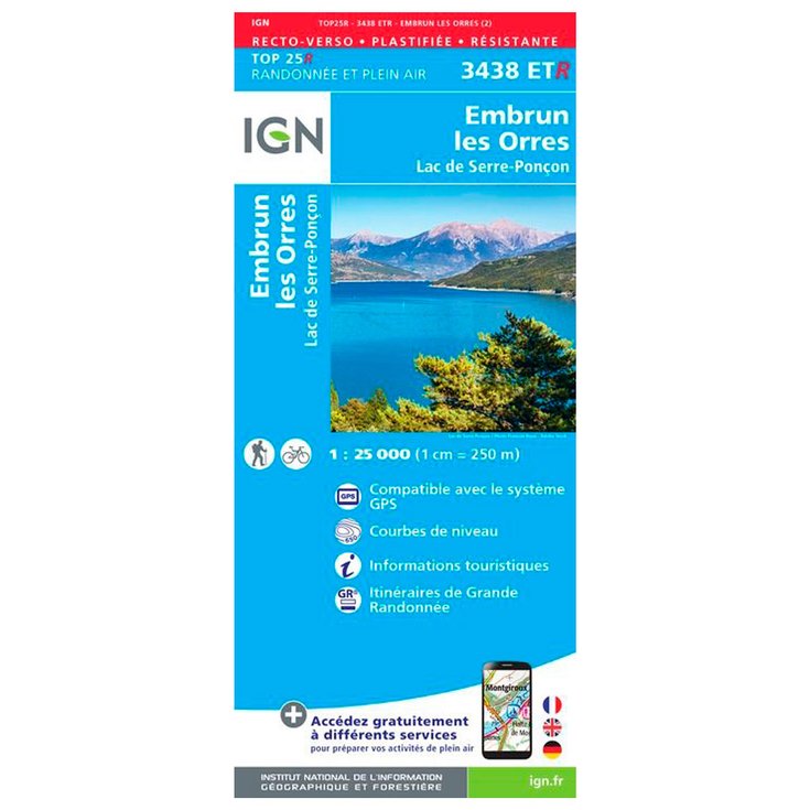 IGN Carte 3438ETR Embrun, les Orres, Lac de Serre-Ponçon - Résistante Presentazione