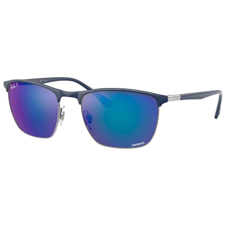 Ray Ban Sonnenbrille RB3686 Polished Blue Chromance Polar Blue Präsentation
