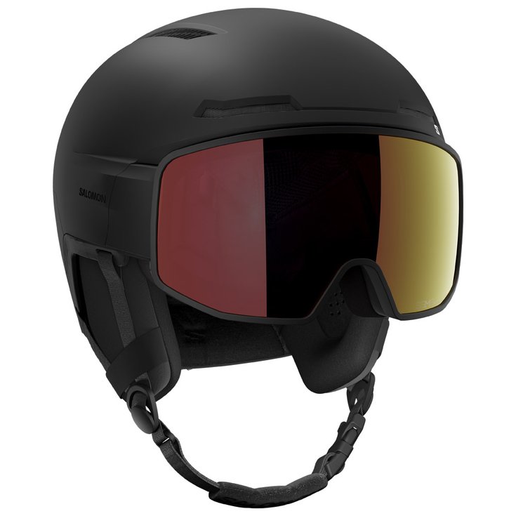 Salomon Skihelm mit Visier Driver Pro Sigma Photo Mips Black Poppy Red Präsentation
