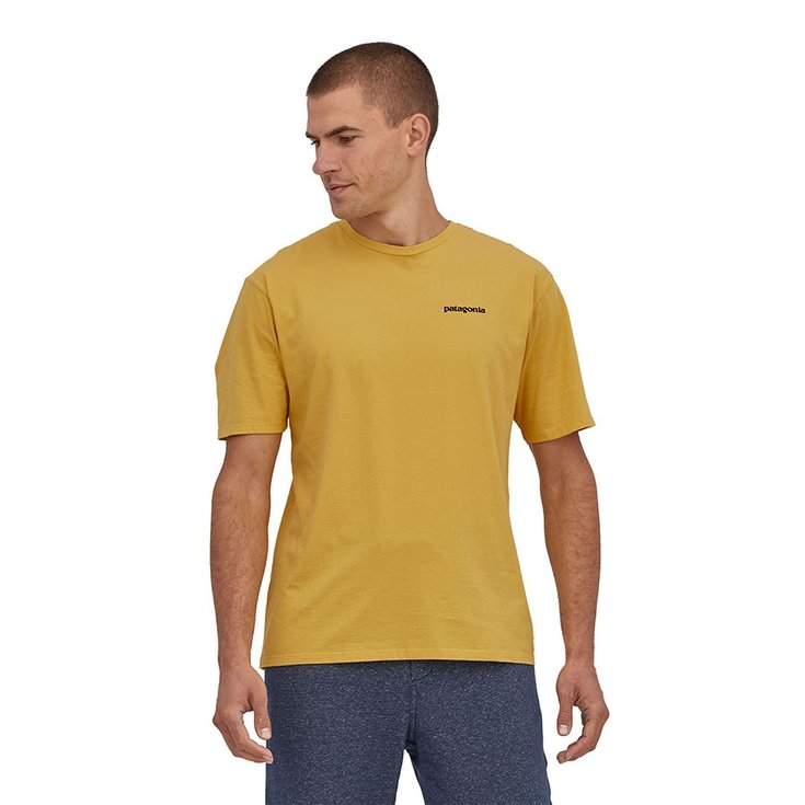 Patagonia Maglietta P-6 Mission Organic T-Shirt - Surfboard Yellow Vista di profilo