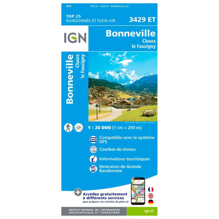 IGN Karte 3429ET Bonneville Cluses Le Faucigny Präsentation