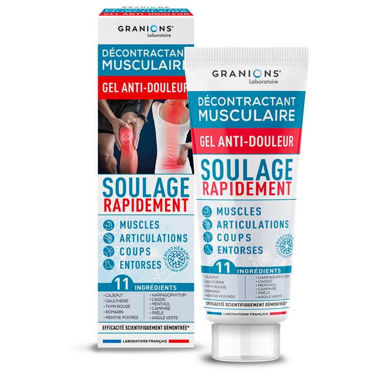 Granions Laboratoire Cura piedi Décontractant Musculaire Gel Anti-Douleur 100 ml Presentazione