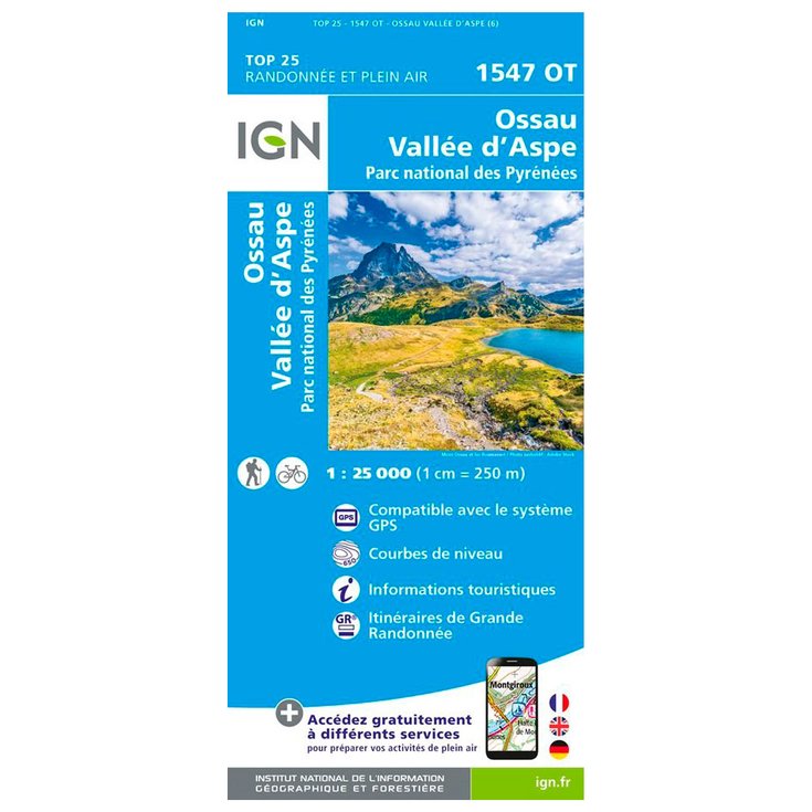 IGN Karte 1547OT Ossau, Vallée d'Aspe, Parc national des Pyrénées Präsentation