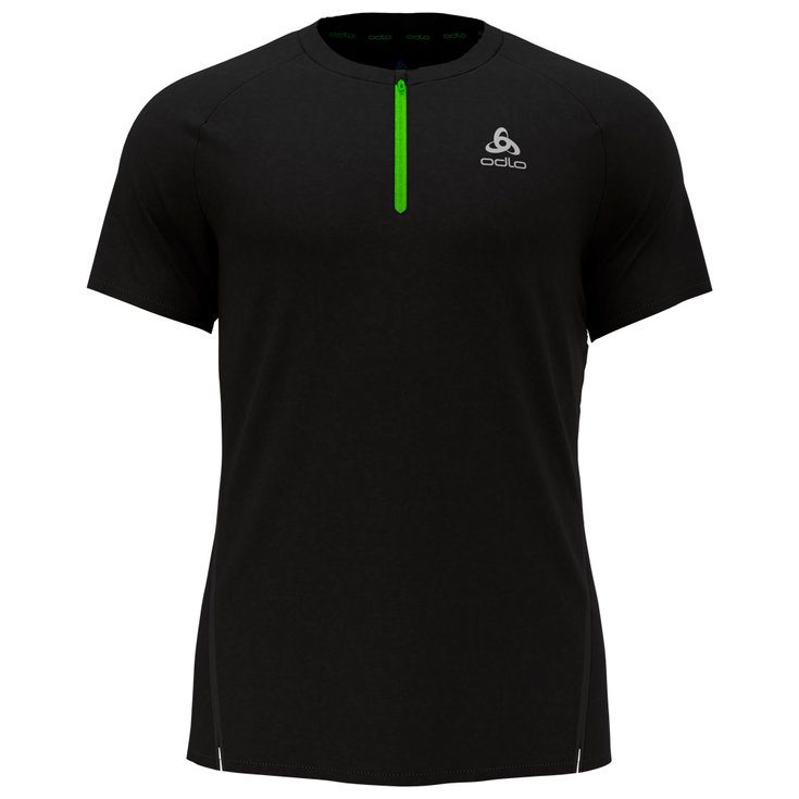 Odlo Trail T-Shirt Axalp Trail T'Shirt S/S 1/2 Zip Black Lounge Lizard Präsentation